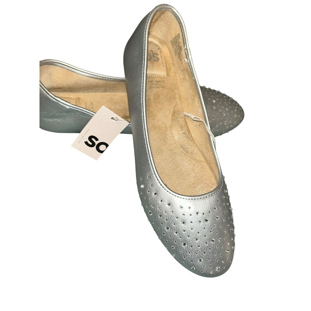Silver Rhinestone Ballet Flats